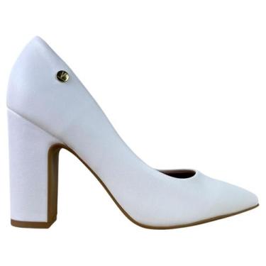 Imagem de Sapato Scarpin Feminino Vizzano Salto Alto Grosso Cor:BrancoTamanho:36