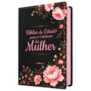 Imagem de Bíblia de Estudo para o Cotidiano da Mulher Floral Preta  NVAA João Fe
