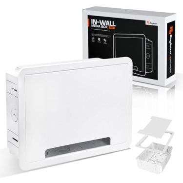 Imagem de Caixa de mídia embutida – Kit de gerenciamento de cabo de TV, gabinete de mídia estruturada, caixa de home theater, compatível com Roku, Apple TV, Samsung One Connect Mini - compatível com WiFi, roxo