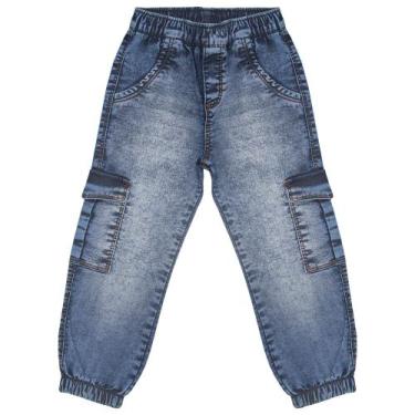 Imagem de Calça Infantil Look Jeans Jogger Cargo Jeans, M