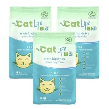Imagem de Kit 3 Areia Higiênica Catlife Bio Fina Rápida Abso. Gato 4Kg - Green l