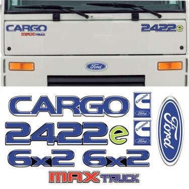 Imagem de Kit Adesivo Decorativo Cargo 2422e Max Truck Vinil Branco com Acabamento Resinado 3D Teu Adesivo