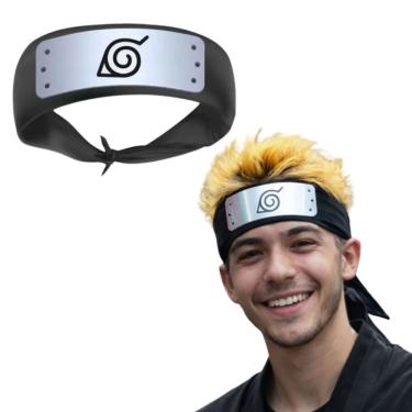 Imagem de Bandana Ninja Infantil Anime Fantasia em Poliéster com Efeito Metalizado Preta Extra Festas