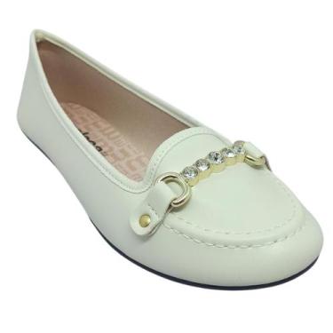 Imagem de Sapatilha Moleca Feminina Casual com Detalhe em Ponto de Luz, Branco o