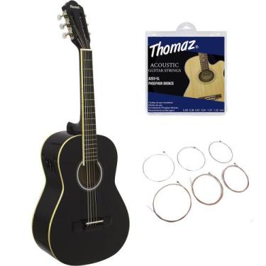 Imagem de Kit Violão Eletroacústico Kids TCG 360 A EQ Preto Thomaz + Encordoamen