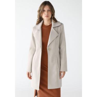 Imagem de Casaco Feminino Lã Batida Soft Botão Unitário - - Levosch, Nude, G