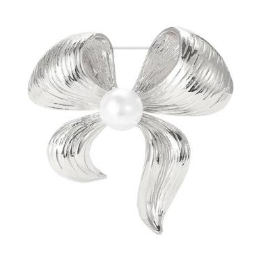 Imagem de Broche De Laço Com Pérolas E Strass Para Mulheres, Acessório De Joalhe