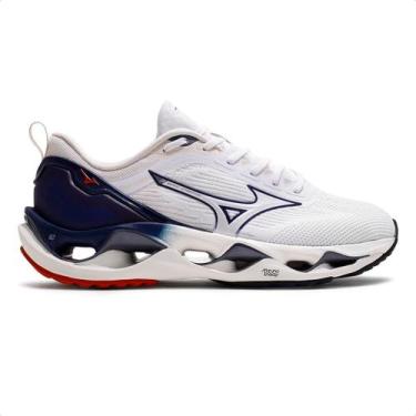 Imagem de Tênis Mizuno Wave Stratos 3 Masculino, 42, Branco, Azul