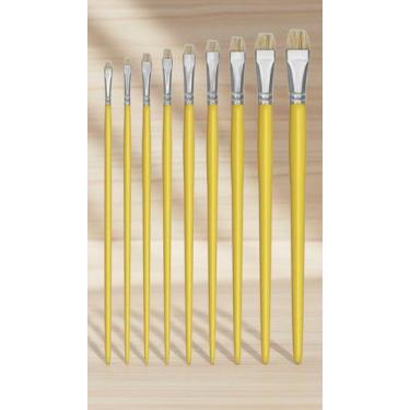Imagem de Kit 9 Pincéis Chatos de Cerda Lixada para Pintura - Congratulations St