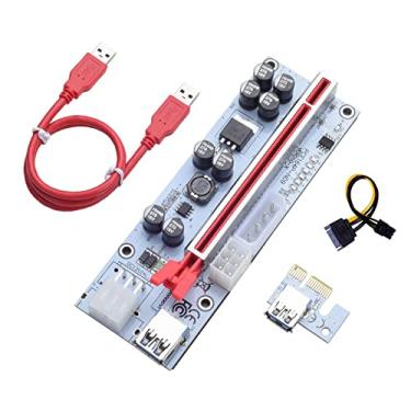 Imagem de SODIAL VER010X PCIE Placa Riser USB 3.0 Cartão PCIE Cabo PCIE 1X para 16X Cartão de Expansão VER010 (Branco + Vermelho)