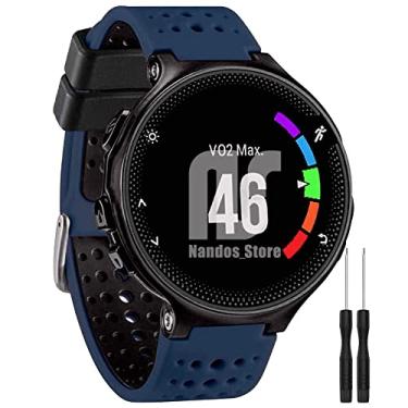 Imagem de Pulseira NSmart para Smartwatch compatível com Garmin Forerunner modelos 230 235 220 620 630 735 735XT - Nandos-Store (com chave para troca) (Azul Petróleo com preto)