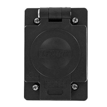 Imagem de Leviton Tampa flip para receptáculo de 1 entrada 60W04-B, bloqueio de 20A, proteção contra umidade, resistente à corrosão, termoplástico, preta