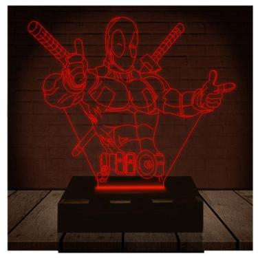 Imagem de Luminária Led Abajur  3D  Dead Pool X Men Marvel - Rb Criações