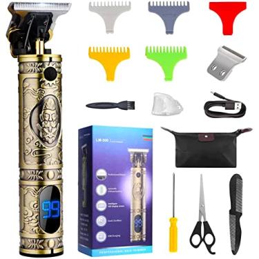 Imagem de Suttik Aparadores de cabelo masculinos com lâmina de reposição, aparador de cabelo profissional para barbeiro, cortador de lâmina T, aparadores de corte rente, cortadores sem fio para corte de cabelo