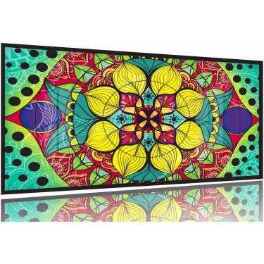 Imagem de Quadro decorativo Mandala Colorido Mosaico 130x60 Moldura Preta 2x2