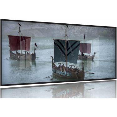 Imagem de Quadro Decorativo Barco Da Série Vikings 130x60 Moldura Preta 2x2