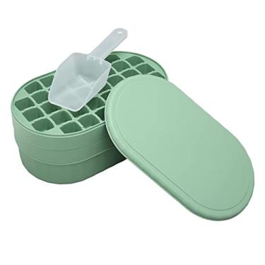 Imagem de Bandejas de cubos de gelo,bandejas de gelo para freezer com tampa de colher e caixa de armazenamento de gelo, grande capacidade resistente dur¨¢vel abs port¨¢til caixa de gelo economizadora de esp