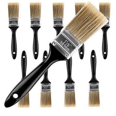 Imagem de Pincel de pintura KINJOEK, conjunto de pincéis para casa com acabamento de parede para casa, ferramentas de reparo doméstico multiuso profissionais para pinturas faça você mesmo, vernizes, colas, acrílicos, baralho, cerca, porta de borda, 1.5inch 10PCS