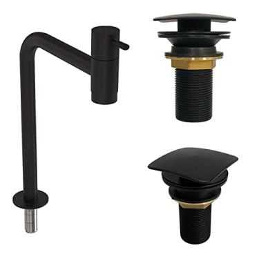 Imagem de Kit Torneira Em Inox Black com Válvula Click Quadrada Black