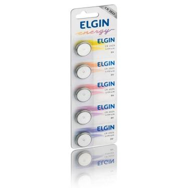 Imagem de Bateria Moeda Cr2025 3v Pilha Lithium Elgin com 5 Unidades