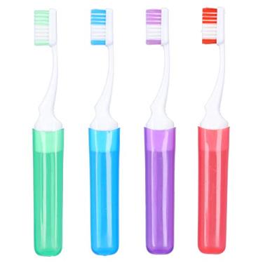 Imagem de Escova De Dentes Dobrável De 4 Peças, Ferramenta De Limpeza Oral Portátil De Viagem Para Cabelos Finos, Escova De Dentes Para Remoção De Manchas, Ferramenta De Cuidados Dentários