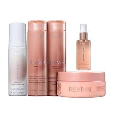 Imagem de Revival Brae Kit Reconstrutor Cabelos Danificados 5un - Shampoo, Condicionador, Máscara, Serum e Leave in