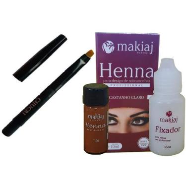 Imagem de Henna P/ Sobrancelhas Makiaj Makeup 1,5G Henna E 10ml Fixador + Mini P