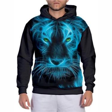 Imagem de Blusa De Frio Masculina Moletom Tiger Blue Tigre Neon Casaco De Invern