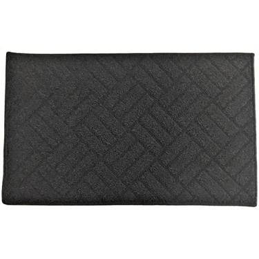 Imagem de Tapete padrão de tecido moderno, antiderrapante para casa, cozinha, tapete de chão, tapete confortável para ficar em pé e entrada, 43 x 71 cm, Preto, 17" by 28"