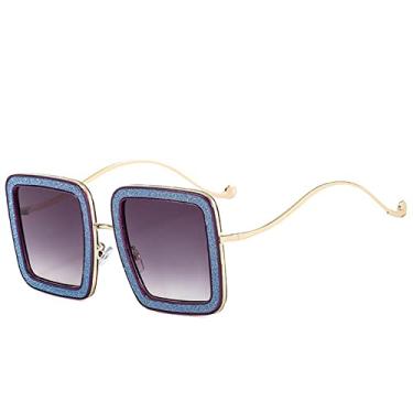 Imagem de Óculos de sol femininos coloridos de armação grande quadrada moda decorativos uv400 óculos de sol casuais para mulheres adultas homens, cinza roxo, um