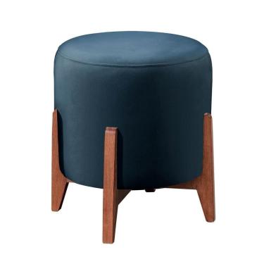 Imagem de Puff Banqueta Thor Luxo Suede Azul Marinho