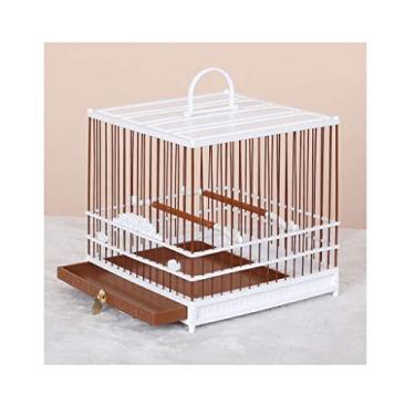 Imagem de KIZQYN Gaiolas de pássaro plástico gaiola de pássaro quadrada de plástico gaiola de pássaro ouro seda pérola gaiola de pássaro pequena gaiola de papagaio portátil gaiola de voo (cor: C)