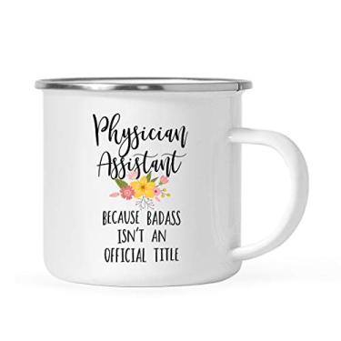 Imagem de Andaz Press 325 ml Caneca de café de aço inoxidável para acampamento, assistente de médico porque Badass não é um título oficial, floral, 1 unidade, esmalte de metal para acampamento, copo de Natal, ideias de