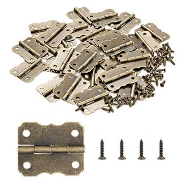 Imagem de PGMJ 40 peças dobradiças decorativas antigas caixa de design de bronze dobradiças caixa de joias ferragens para caixas de madeira vintage, armários, caixa de ferramentas, caixas de joias, caixas de presente, caixas de vinho