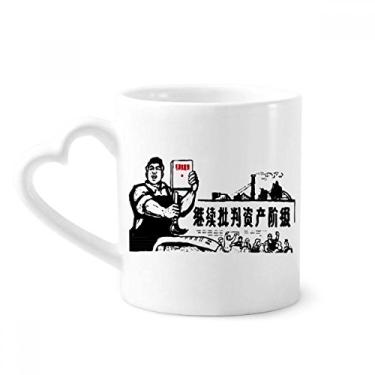 Imagem de Worker Peasant Chinese Red Revolution Caneca de café cerâmica copo de coração de vidro