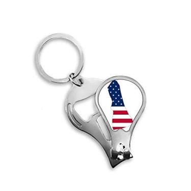 Imagem de New Hampshire USA Mapa Estrelas Listras Forma Bandeira Cortador de Unhas Abridor Chaveiro Tesoura