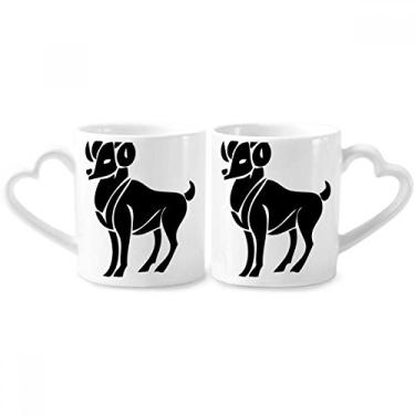 Imagem de Conjunto de canecas de porcelana para casal, símbolo do zodíaco, constelação de Áries, coração