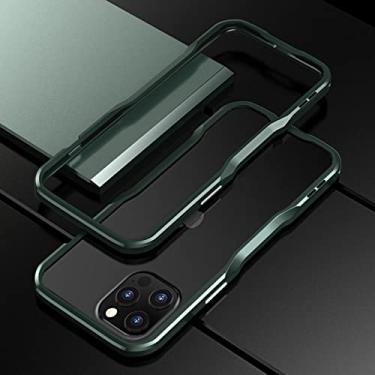 Imagem de Para iPhone 14 13 12 ProMax Metal Frame Phone Case Armadura de liga de alumínio leve à prova de choque para 7 8 Plus, verde escuro, para iphone 11 pro