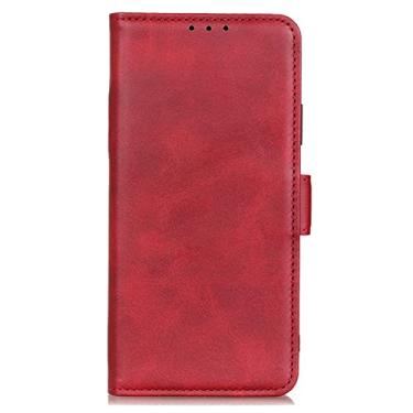 Imagem de YINGDAFENG Capa flip para Google Pixel 7 PRO, capa carteira de couro PU durável com suporte de slots para cartão e fecho magnético à prova de choque capa interna de TPU para mulheres e homens, vermelha