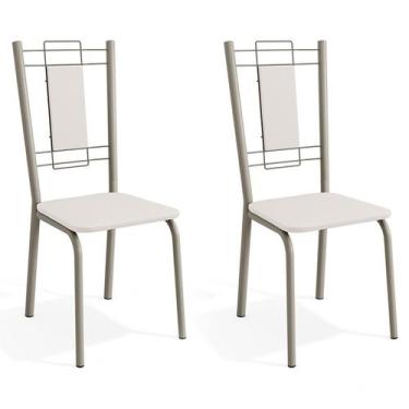 Imagem de Cadeiras Kit 2 Cadeiras Florença Nickel Branco - Kappesberg