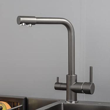 Imagem de Torneira filtrada para cozinha Balck com torneira purificadora de latão com pulverizador duplo para água potável Torneira para pia misturadora, F