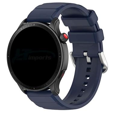 Imagem de Pulseira 22mm Classica LTIMPORTS, Compatível Com Amazfit GTR 4, 3, 3 Pro, 2, 47mm, Stratos 2 2S 3 (Azul)