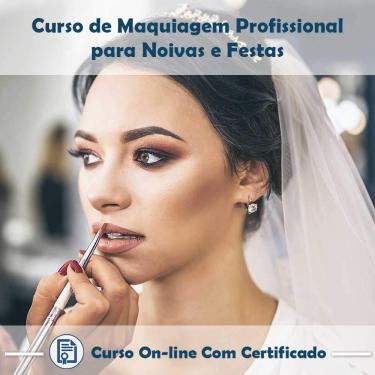 Imagem de Curso online em videoaula de Maquiagem Profissional para Noivas e Festas com Certificado + 2 brindes