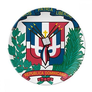 Imagem de Emblema Nacional da República Dominicana Prato de Sobremesa Decorativo de Porcelana 20 cm Casa