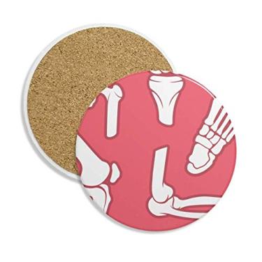 Imagem de Ilustrações vermelhas de esqueleto humano Caneca porta-copos de desenho Caneca de mesa Pedra absorvente de proteção de mesa