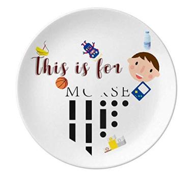 Imagem de Morse Code — Prato de porcelana de ponto com representação de linhas de ponto para jantar redondo