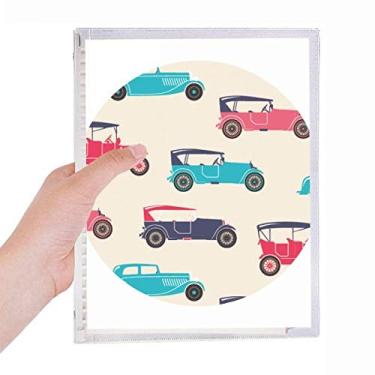 Imagem de Caderno colorido com estampa de desenho de carros clássicos, folhas soltas, diário recarregável, papelaria