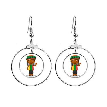 Imagem de Brincos Black Wild Jamaica desenho animado pendurado argola joia círculo gota