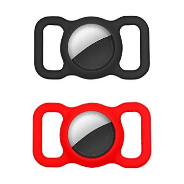 Imagem de Antetek Pacote com 2 capas protetoras compatíveis com Apple AirTag, GPS rastreando coleira para cães e gatos, acessórios para coleira para animais de estimação, capa protetora de silicone