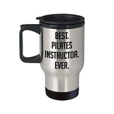 Imagem de Caneca de viagem de pilates Instructor – Melhor instrutor de pilates de todos os tempos – Copo isolado com chá engraçado de cacau quente – de Natal